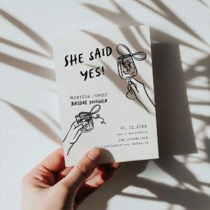 She Said Yes! Bridal Shower Illustrated Invitation