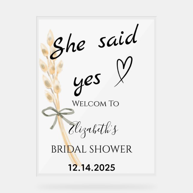 She Said Yes Bridal Shower Welcome (Recto)