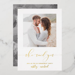 She Said Yes Calligraphy Engagement Party Gold
