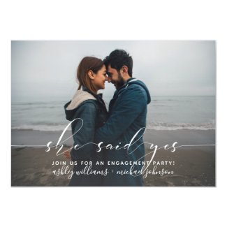 She Said Yes Calligraphy Engagement Party Invite