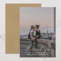 SHE SAID YES Calligraphy Kraft Photo Save the Date