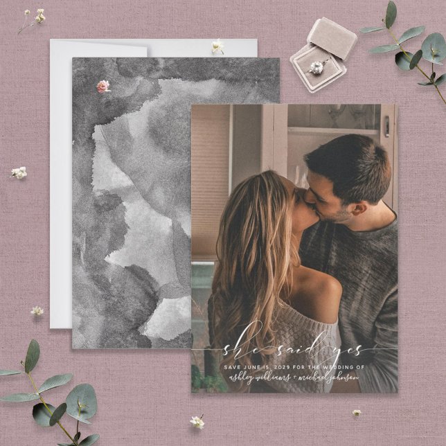 SHE SAID YES Calligraphy Photo Save the Date (Creator Uploaded)