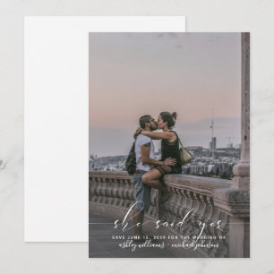 SHE SAID YES Calligraphy Photo Save the Date Invit Invitation