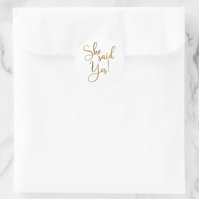 She Said Yes Classic Round Sticker (Bag)