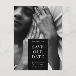 She Said Yes Custom Photo Save Our Date Announcement Postcard