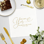 She Said Yes Cute Engagement Party Napkins<br><div class="desc">Cute calligraphy engagement party napkins. Easy to personalize with your details. Please get in touch with me via chat if you have questions about the artwork or need customization. PLEASE NOTE: For assistance on orders,  shipping,  product information,  etc.,  contact Zazzle Customer Care directly https://help.zazzle.com/hc/en-us/articles/221463567-How-Do-I-Contact-Zazzle-Customer-Support-.</div>