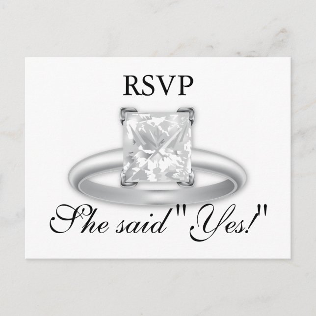 She said Yes! Diamond Ring RSVP Cards (Front)