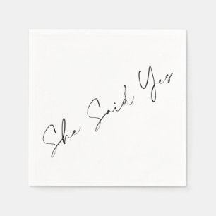 She Said Yes, Elegant Typography Napkin