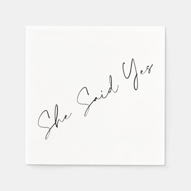 She Said Yes, Elegant Typography Napkin (Front)