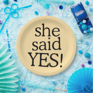 She Said Yes!!!!! | Engagement Celebration Design Paper Plate