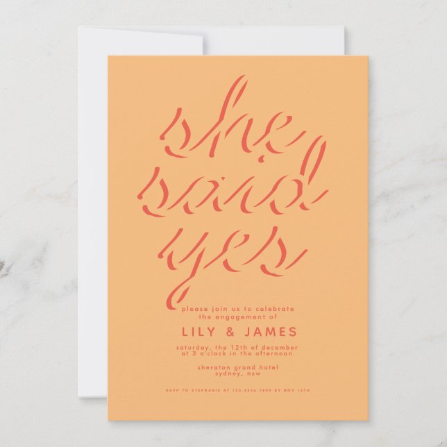 She Said Yes Engagement Party Invitation (Front)