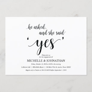She said yes, Engagement Party invites