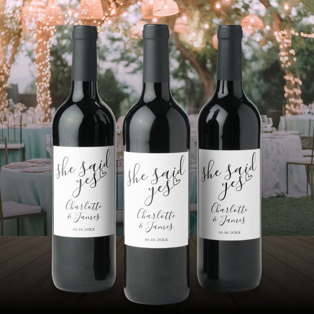 She Said Yes Engagement Party Love Heart Wine Label (She Said Yes Engagement Party Love Heart Wine Label)