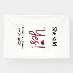 She said yes engagement party name date simple min banner