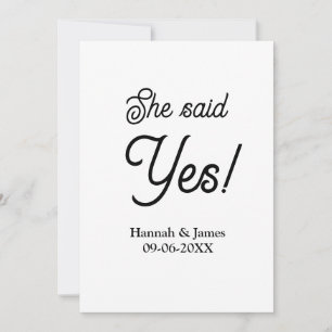 She said yes engagement party name date simple min invitation