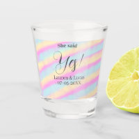 She said yes engagement party pink blue yellow ste