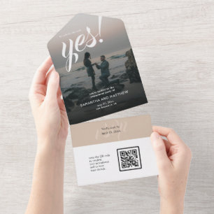 She Said Yes Engagement Party QR Code RSVP All In One Invitation