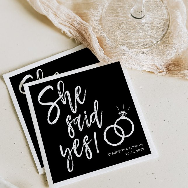 She Said Yes! | Engagement Party Script Black Napkin (Creator Uploaded)