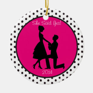 She Said Yes Engagement Personalized Ornament