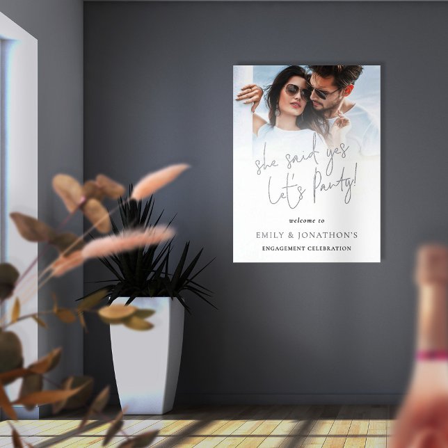 She Said Yes Engagement Photo Overlay Script Real Foil Prints (With luxury real foil printing)