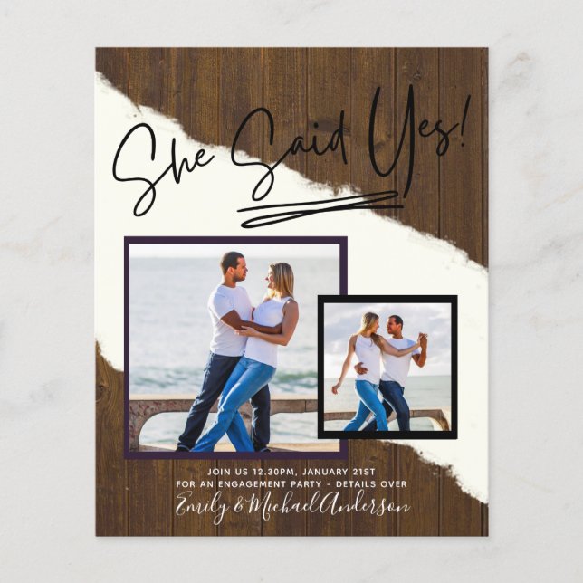 She Said Yes! handwritten Photo Engagement Party Flyer (Front)