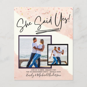 She Said Yes! handwritten Photo Engagement Party Flyer