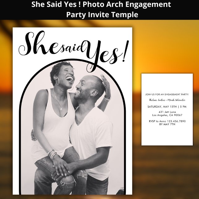 She Said Yes I Photo Arch Engagement Party Modern  Invitation (Creator Uploaded)