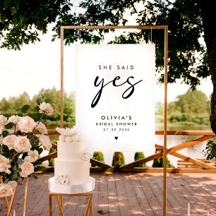 She Said Yes Modern Handwriting Script Welcome Poster