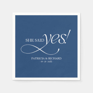 She Said Yes Modern Minimalist Engagement Party Napkin