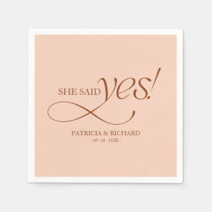 She Said Yes Modern Minimalist Engagement Party Napkin