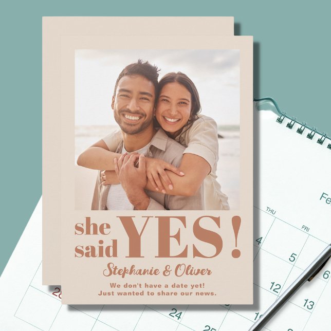 She Said Yes Modern Photo Engagement Announcement (Creator Uploaded)