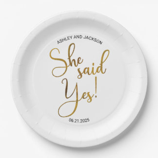 She Said Yes Paper Plate