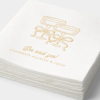She Said Yes Personalized Bow Cocktail Napkins