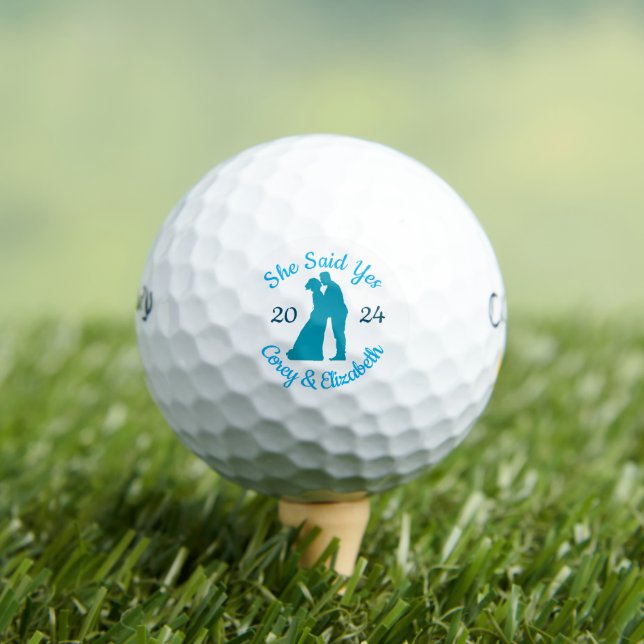 She Said Yes Personalized Names Golf Balls (Insitu Tee)