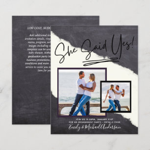 She Said Yes - Photo Engagement Party Invitation