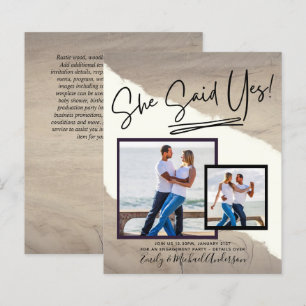 She Said Yes - Photo Engagement Party Invitation