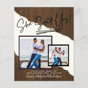 She Said Yes - Photo Engagement Party Invitation Flyer