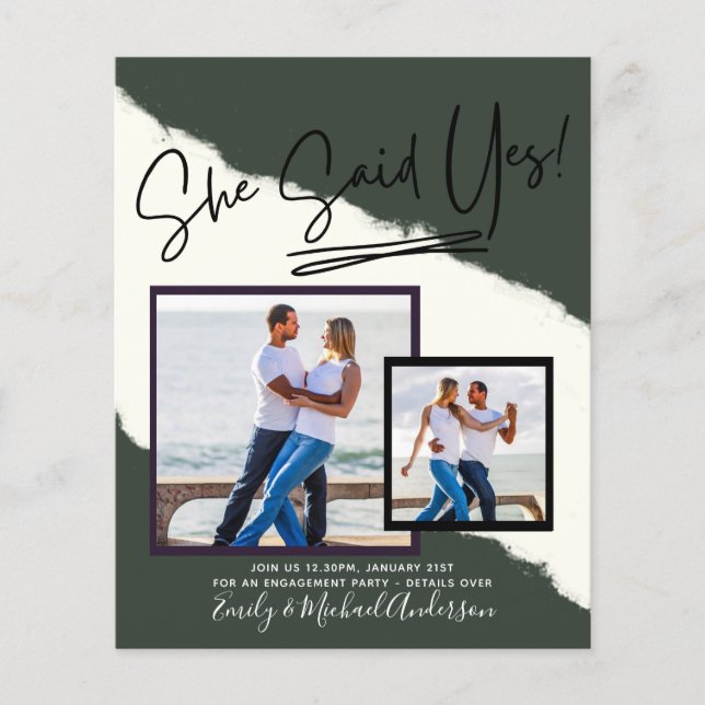 She Said Yes - Photo Engagement Party Invitation Flyer (Front)