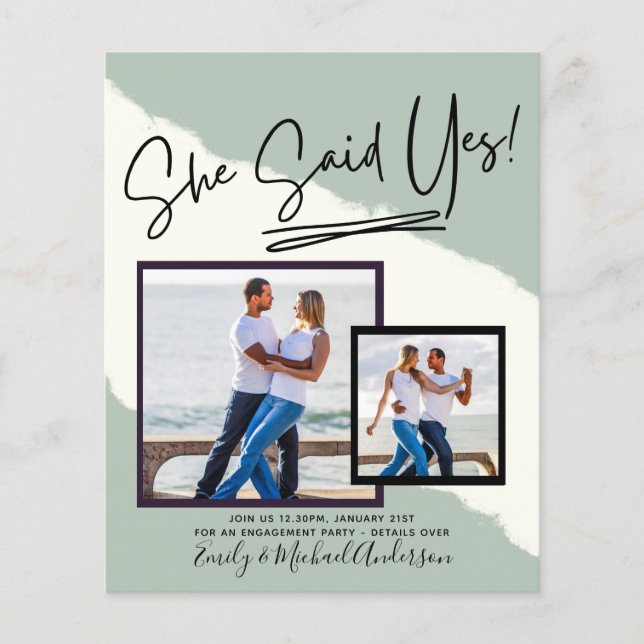 She Said Yes - Photo Engagement Party Invitation Flyer (Front)