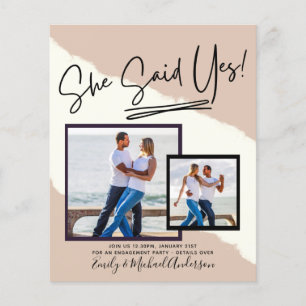 She Said Yes - Photo Engagement Party Invitation Flyer