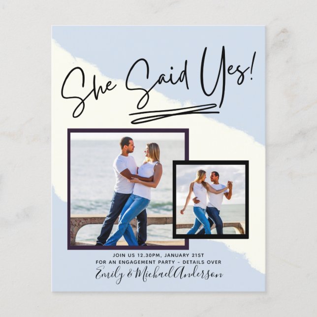She Said Yes - Photo Engagement Party Invitation Flyer (Front)