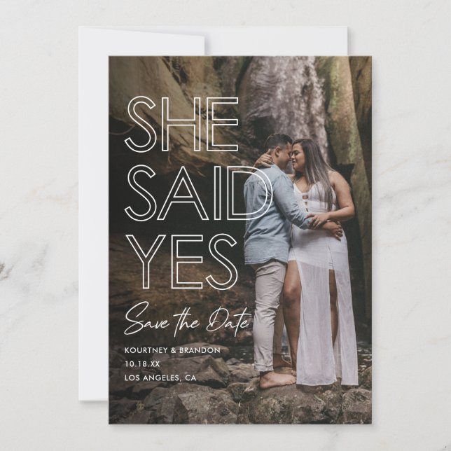 She Said Yes Photo Save the Date (Front)