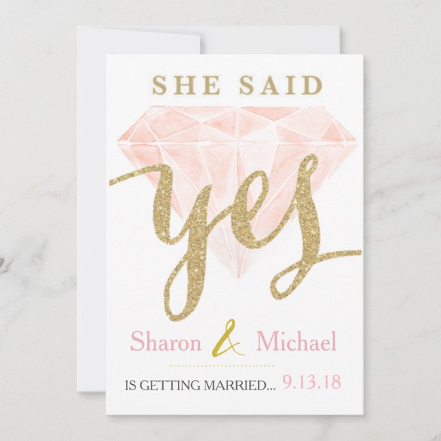 She said Yes Pink Diamond Announcement (Front)