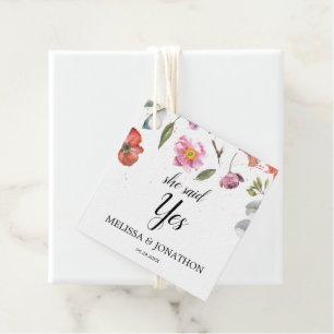 She Said Yes Pretty Spring Floral Engagement Party Favour Tags