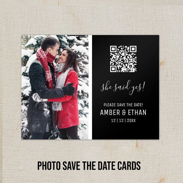 She said yes! QR code Photo Template Save the Date (Creator Uploaded)