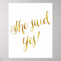 She Said Yes Quote Faux Gold Foil Metallic Design