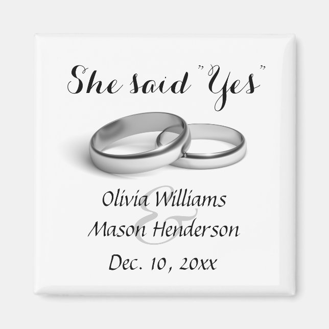 She said "Yes" Save the Date Magnet (Front)