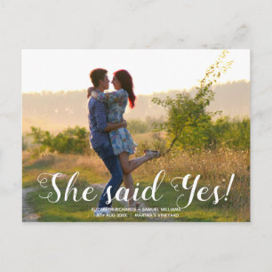 She said Yes Save the Date Wedding Announcement Postcard