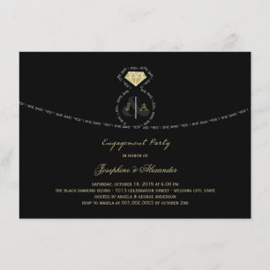 She Said Yes Text Ring Monogram Engagement Party Invitation