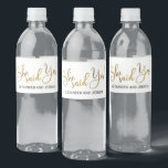 She Said Yes Water Bottle Label<br><div class="desc">A modern gold script text with She Said Yes in a minimalistic style with your custom names below in a simple modern font.</div>